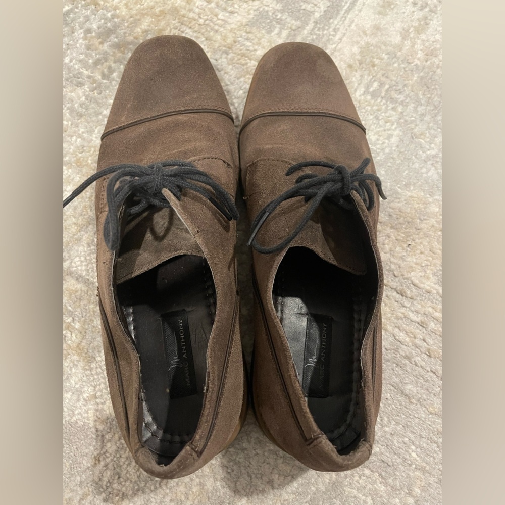 Marc Anthony Maivan Smoke Suede Upper Dress Shoes with Laces Brown Size 10 Med - Picture 4 of 9